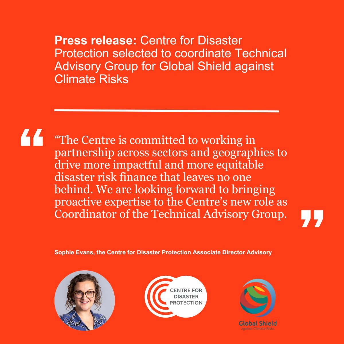 PRESS RELEASE: The @CentreforDP is excited to announce that it has been selected as the Coordinator for the Technical Advisory Group of @TheGlobalShield Read the full announcement: disasterprotection.org/press-releases… #GlobalShield #ClimateChange #PreArrangedFinance