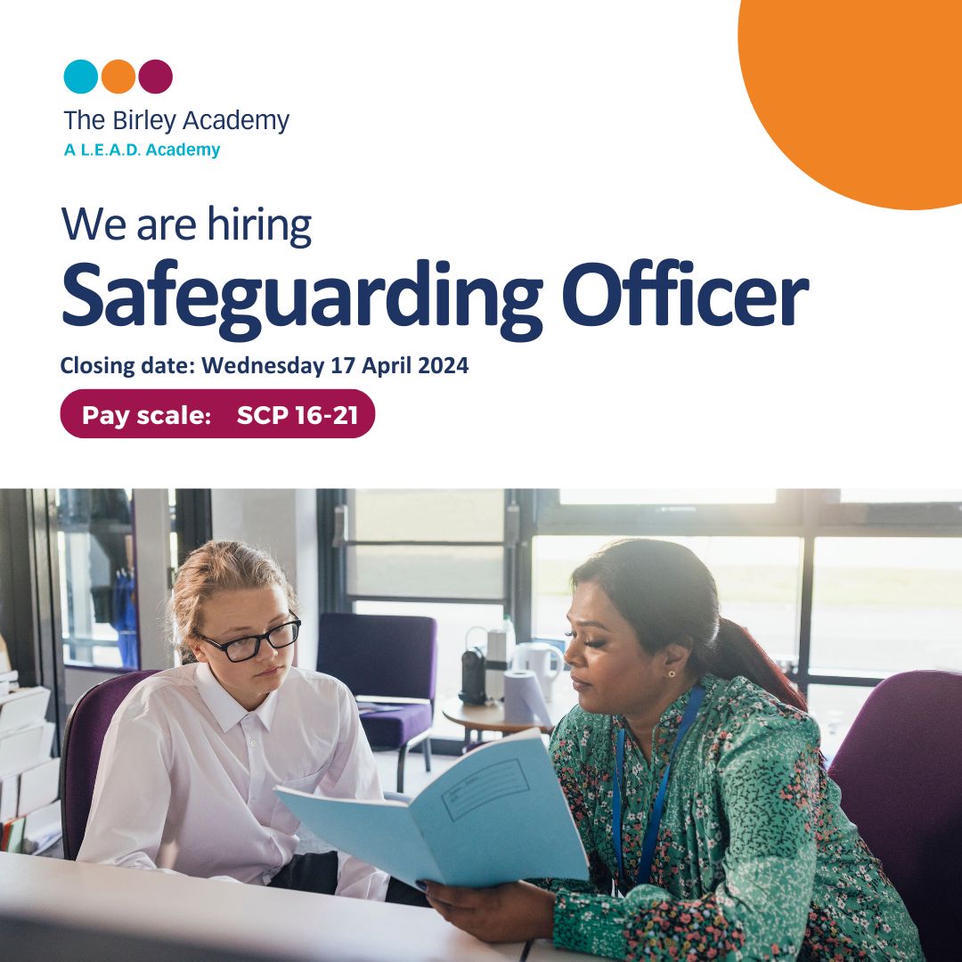 Join our dedicated team at The Birley Academy in Sheffield as a Safeguarding Officer. Make a real difference in student welfare. Apply now and help shape a safer tomorrow.

leadacademytrust.co.uk/vacancies/desi…

#SafeguardingOfficer #SheffieldJobs #Education #StudentWelfare