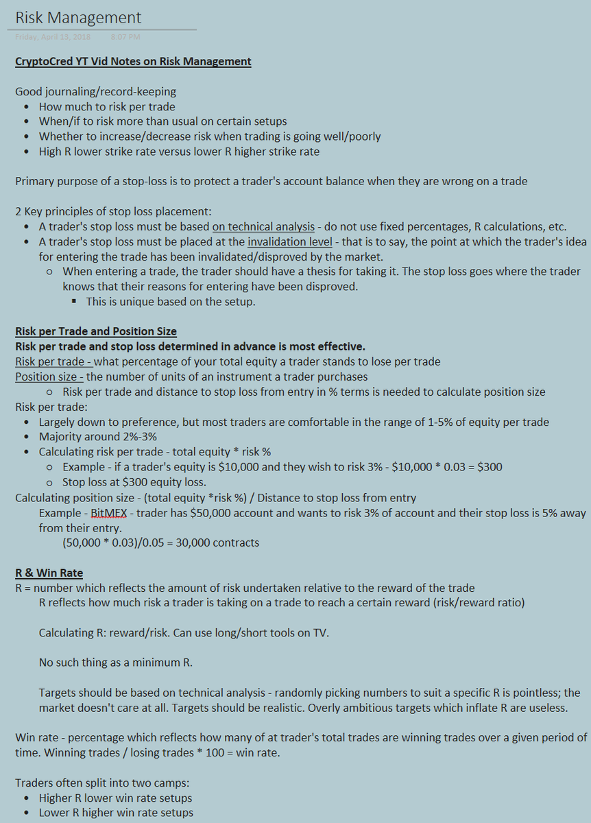 DeeZe's tweet photo. literal gold mine of information from one of the goats in this space

back in 2018, I had no idea what I was doing so I copied some of the most important notes and beat myself over the head with them (like the screenshots below on risk management) https://t.co/WTlwaa7gGS