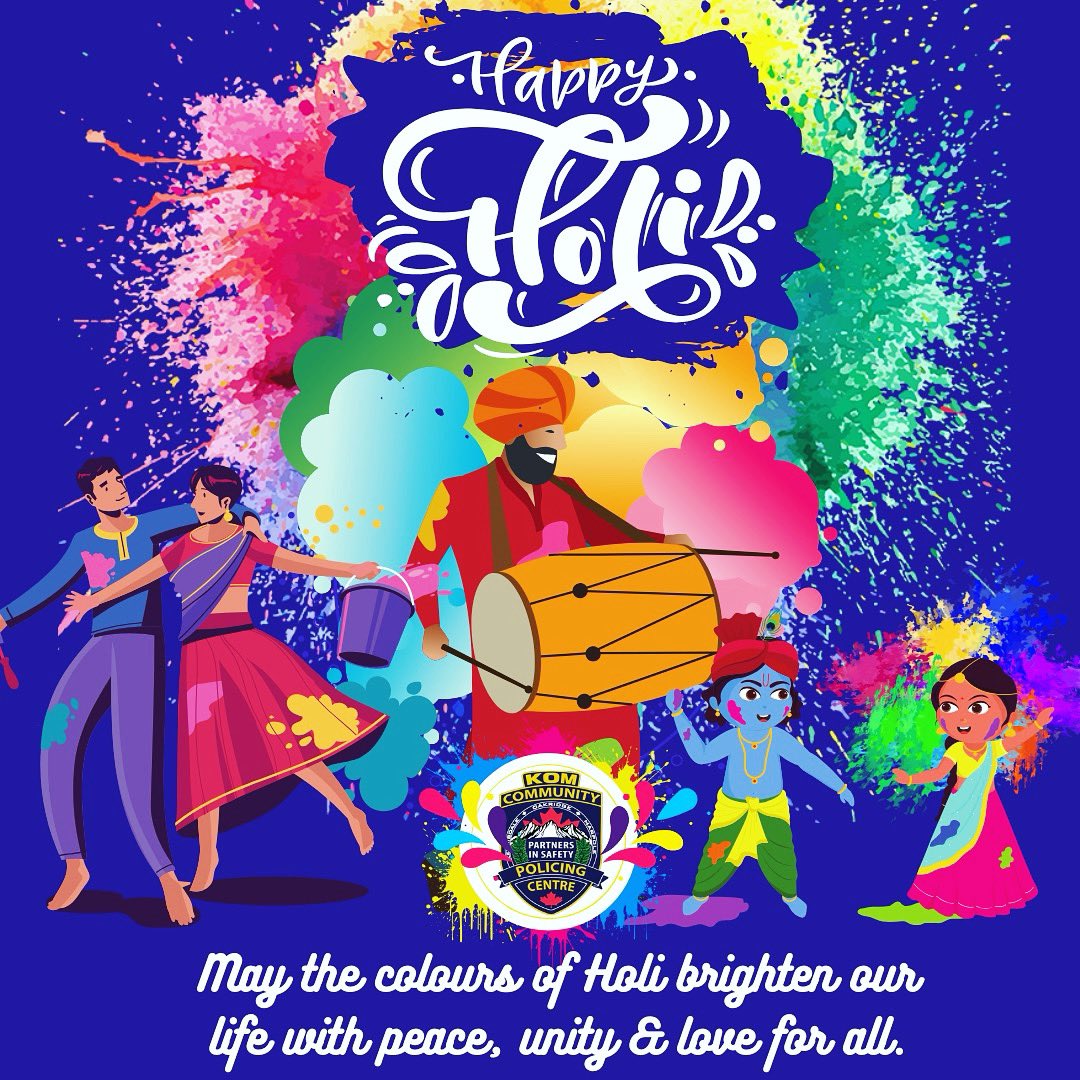 Happy #Holi, may the #colours brighten up your day with #peace, #unity & #love! 💙🩷🧡💜🩵❤️🪷🇮🇳

#VanCommunityPolicing #HoliCelebration #FestivalOfColours #GoodOverEvil #KOMCPC