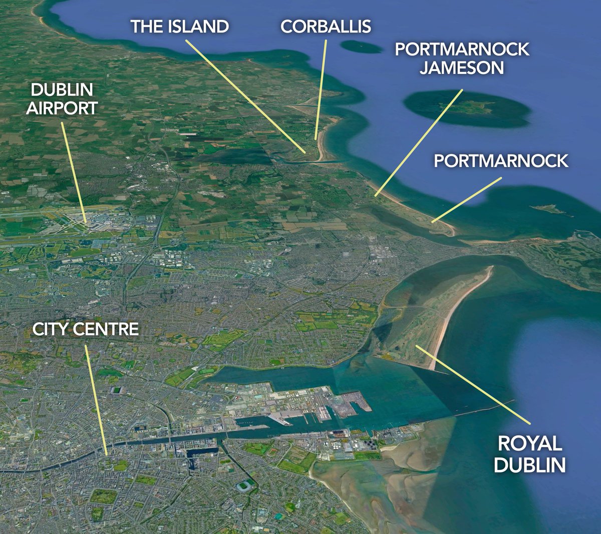 Dublin golf 🇮🇪 One of the surprising things about golfing in Dublin was the proximity of all the courses, city and airport. Extremely easy to get around. Probably another 15-20 courses in this image also.