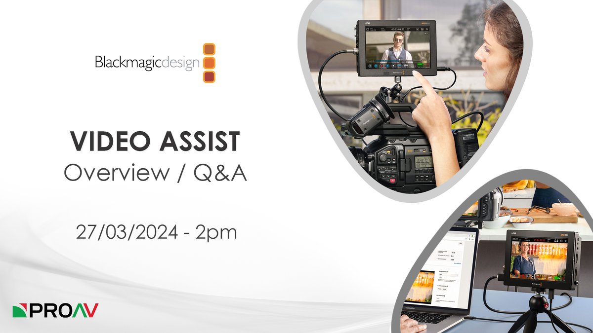 We're going 🔴LIVE with Blackmagic Design on Wednesday at 2pm to discuss their Video Assist lineup of products! 👀 These streams are a fantastic opportunity to ask questions directly to Blackmagic and ProAV technical specialists. Set a reminder here👇 bit.ly/49qjl4l