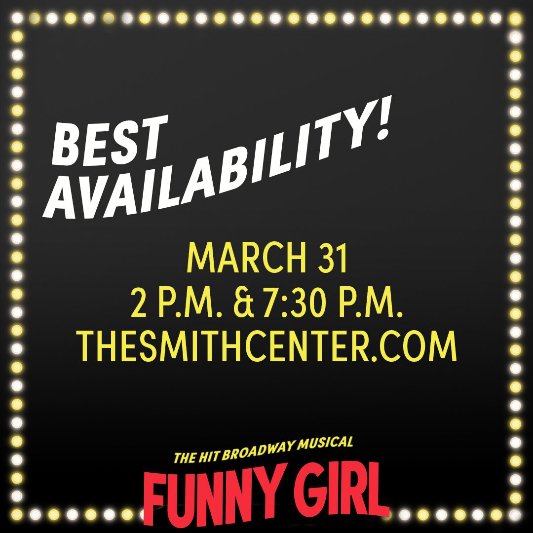 #FunnyGirl week is upon us! If you haven’t yet secured seats, your best chance to experience the legendary story of Fanny Brice live is this Sun. @ 2 p.m. or 7:30 p.m. Limited tkts remain: bit.ly/tscfg24 #FunnyGirlTour #LasVegas #Vegas #VegasShows #VegasEvents #DTLV