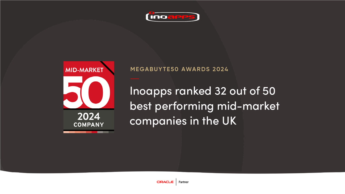 Exciting news! Inoapps has been recognized as the 32nd best performing mid-market company in the United Kingdom (UK) technology sector at the annual Megabuyte50 awards, which rank the UK’s best-performing mid-market technology companies. #awards #midmarket #growth