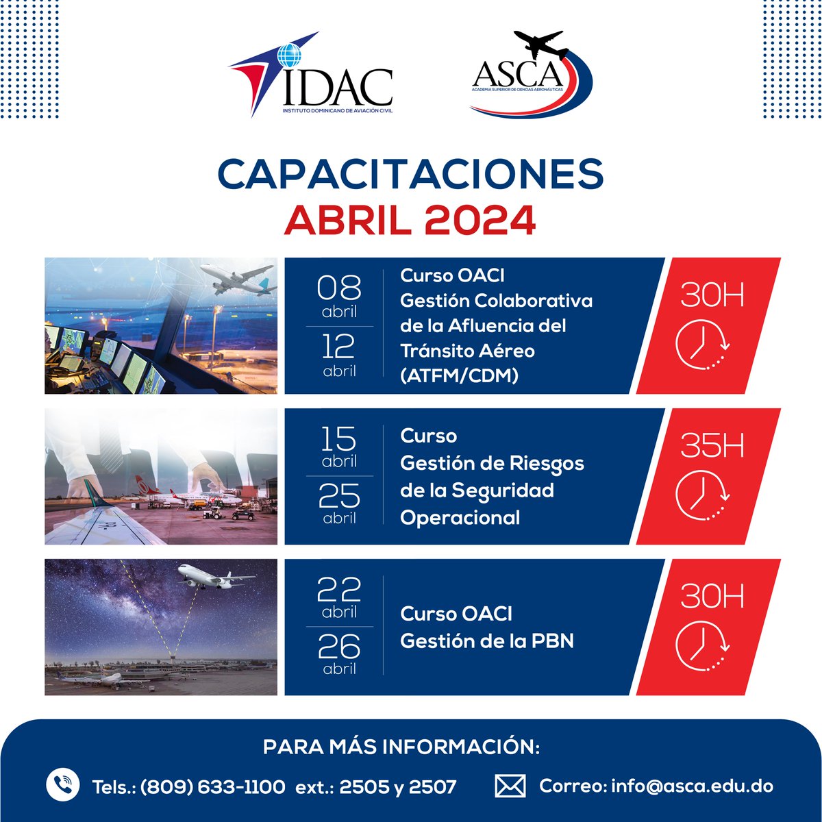 Aprovecha las capacitaciones que tenemos disponibles para el mes de abril. ¡Contáctanos! 📷: 809-633-1100, ext. 2505 📷: info@asca.edu.do 📷: Déjanos tu correo en los comentarios o escríbenos por DM