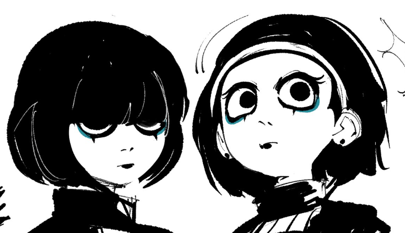 anyone know any characters with this type of design? (big eyes half-covered by bangs) just curious