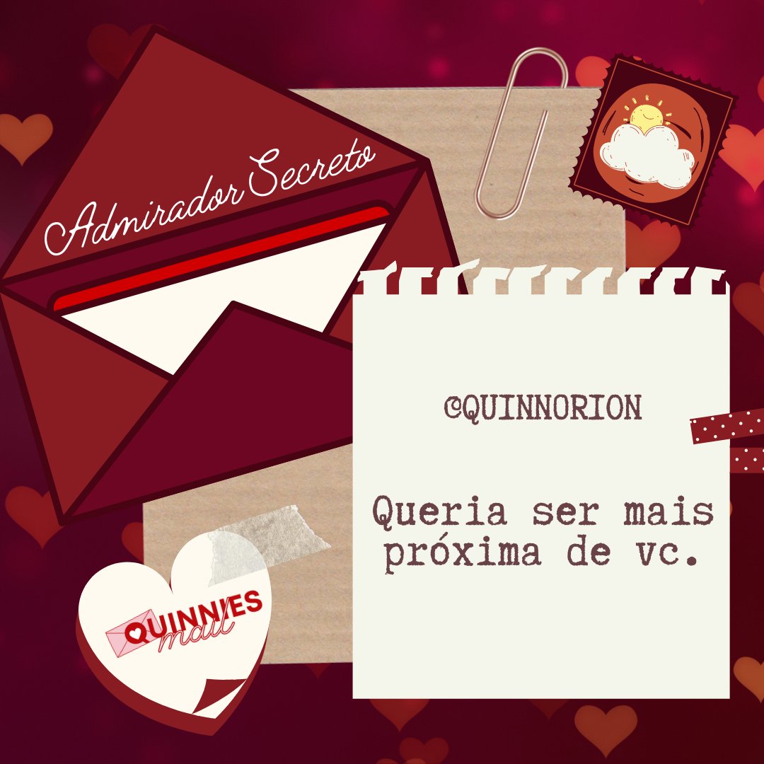 quinniemail's tweet image. • ♥︎ • Love Edition • ♥︎ •

PARA: @Quinn0rion 
DE: anônimo