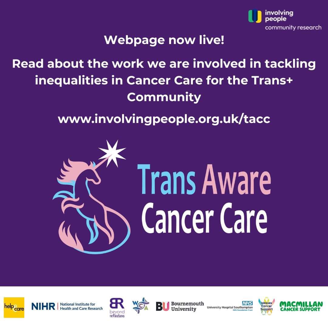 It’s #TransDayofVisibility this week, and we are proud to share that we are part of a partnership using the #BUPIERCommunityResearchModel to tackle inequalities in cancer care for the Trans+ community. Read more on the brand-new webpage: involvingpeople.org/project/tacc/ #ProjectTACC