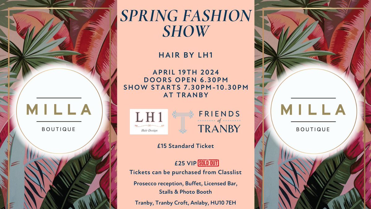🌟 Prepare yourself for the spectacular yearly Fashion Show brought to you by Friends of Tranby in collaboration with Boutique Milla and LHI Hair! 🌟 Don't miss out! Tickets are disappearing quickly! Guarantee yours today: buff.ly/3THE52R #friendsoftranby #fashionshow