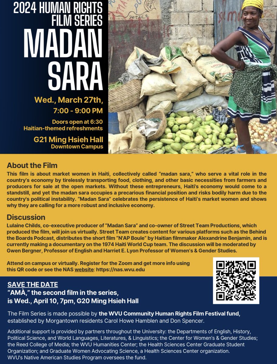 Our Human Rights Film Series is coming up this Wednesday! Join us from 7-9pm in G21 Ming Hsieh Hall to see Madan Sara! This is a film about market women in Haiti who play a vital role for their country.