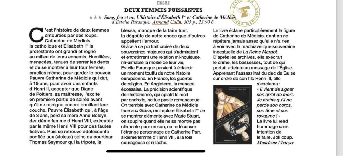 I’m so honoured… 3 stars (maximum) and selected best book for @FigaroMagazine_ Je suis tellement heureuse! 3 étoiles pour Sang, Feu et Or et sélection du Figaro Magazine! 🥺🙏🏻🙏🏻🙏🏻🙏🏻