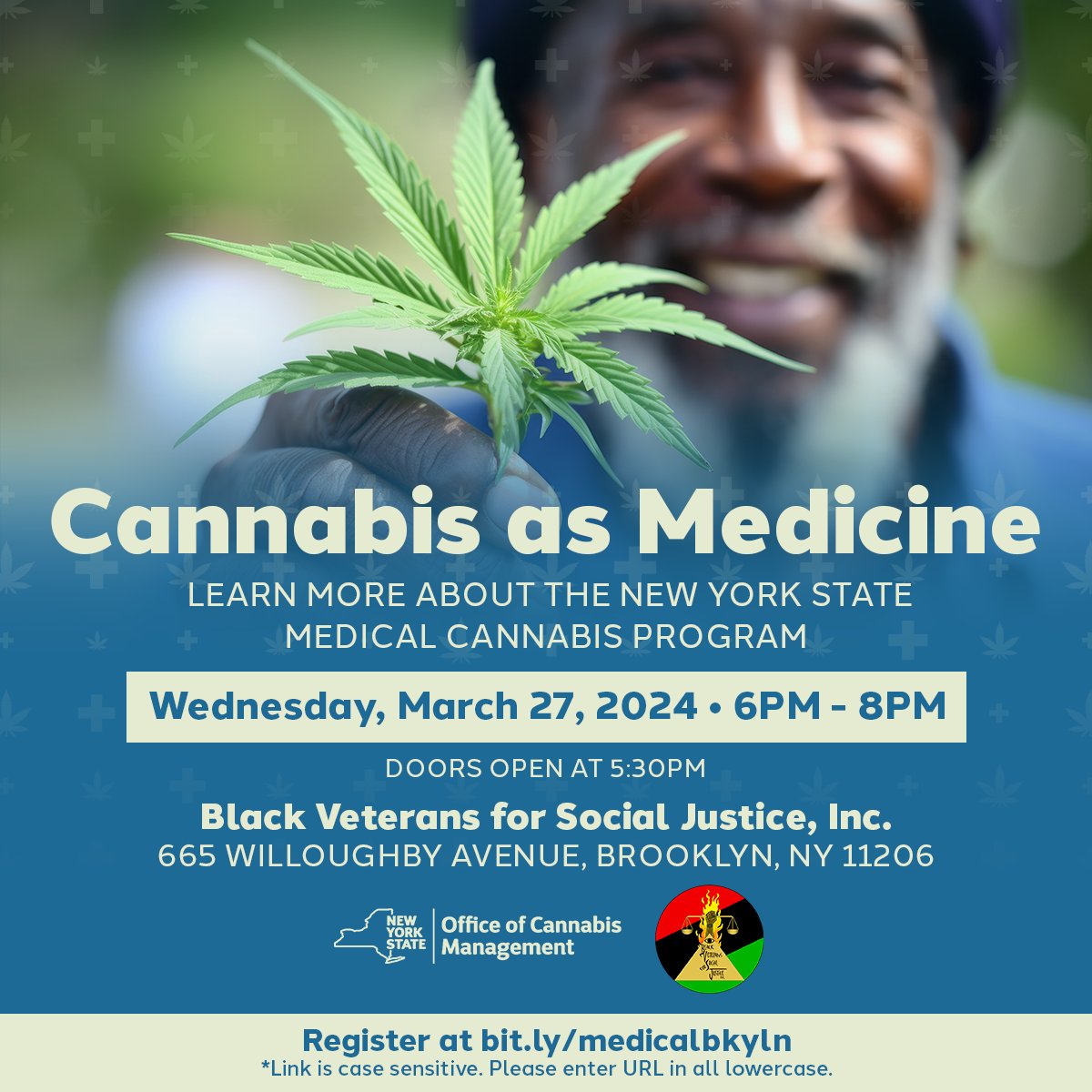🚨 REMINDER: Your journey with medical #NYcannabis comes with personalized care, diverse product options, and ongoing professional support. 🗓️ Join us on tomorrow in Brooklyn to learn more about the NYS Medical Cannabis Program. To register for event: bit.ly/medicalbklyn