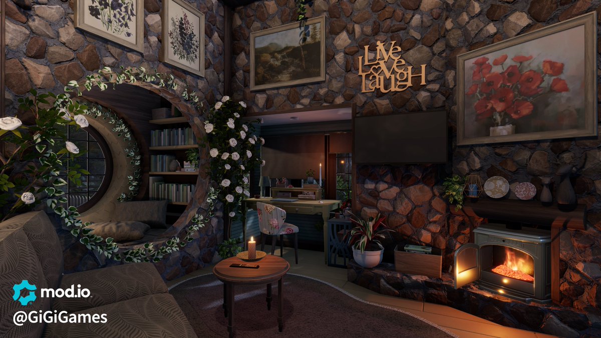 Have you tried playing around with the new fireplace/candle lighting? 🕯️ Also! Let's start showcasing some sweet builds from our community! 🔥 'Cottagecore Tudor Basement Build' by GiGiGames: mod.io/g/hf2/m/cottag… - awesome, and so cozy! 💝