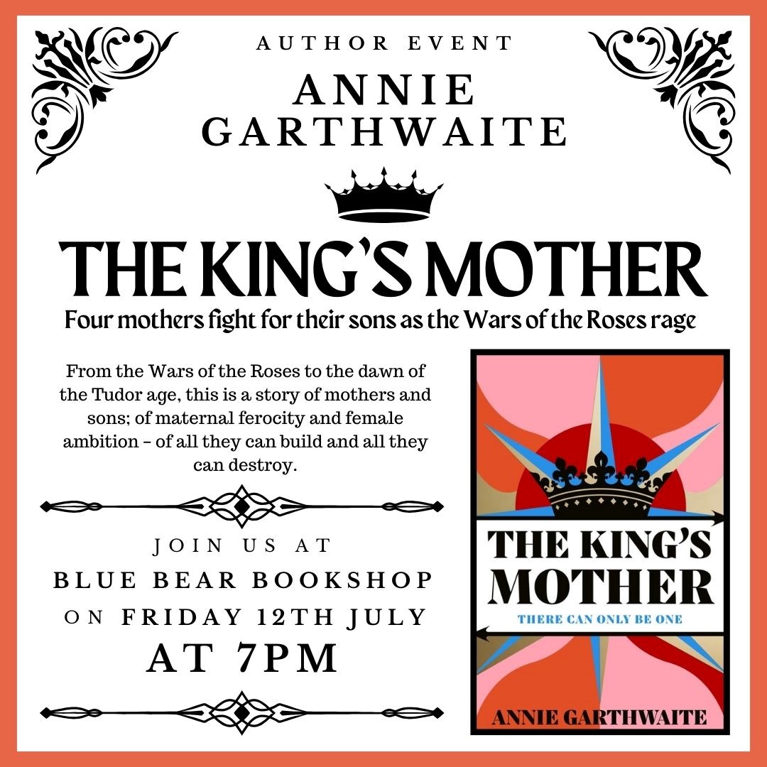 #TheKingsMother launch tour is taking shape - including this event to round off launch week at glorious @BBbookshop in Farnham. Tickets here tinyurl.com/2xtmfakz I can hardly wait! @VikingBooksUK @MarjacqScripts @immmy @lauradermody3 #warsoftheroses #bookevents