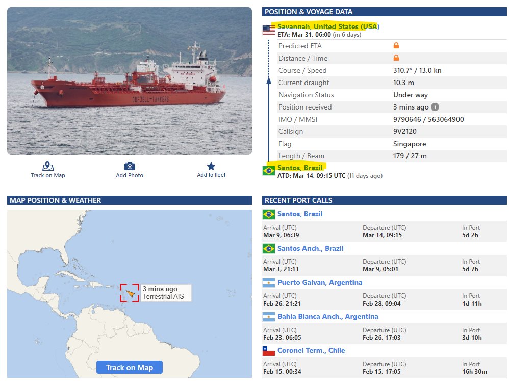 Nothing to see here... just a tanker of Brazilian sugarcane #ethanol making its way to the US to be used as a feedstock in sustainable aviation fuel production 👀✈️