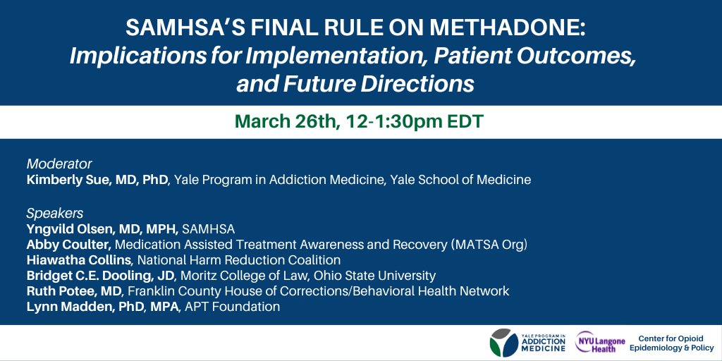 Yale Program in Addiction Medicine (@yaleadm) on Twitter photo This time, tomorrow, join @DrKimSue in discussion with speakers <a href="/YngvildOlsen/">Yngvild Olsen</a>, <a href="/DrRuthPotee/">Ruth Potee, MD, FASAM</a>, <a href="/CollinsHiawatha/">Hiawatha Collins</a>, <a href="/ancoulter13/">Abby</a>, <a href="/BridgetDooling/">Bridget C.E. Dooling</a>, & Lynn Madden.
Register @: yale.zoom.us/webinar/regist… This time, tomorrow, join @DrKimSue in discussion with speakers <a href="/YngvildOlsen/">Yngvild Olsen</a>, <a href="/DrRuthPotee/">Ruth Potee, MD, FASAM</a>, <a href="/CollinsHiawatha/">Hiawatha Collins</a>, <a href="/ancoulter13/">Abby</a>, <a href="/BridgetDooling/">Bridget C.E. Dooling</a>, & Lynn Madden.
Register @: yale.zoom.us/webinar/regist…
