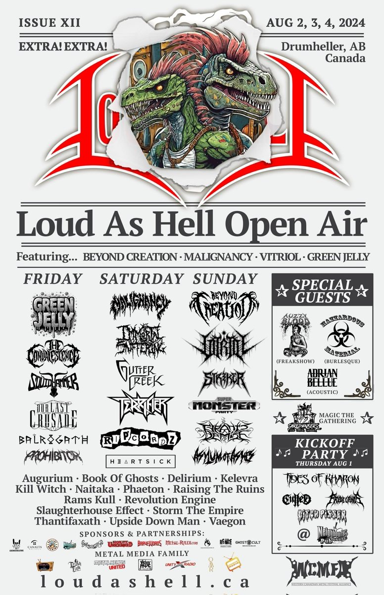 MALIGNANCY is super psyched to be performing at this year's Loud As Hell Open Air Festival Drumheller , AB Canada on Aug.3rd !! IT'S our first time performing in Alberta Canada and we can't  wait to destroy the stage !! #willowtiprecords #ashleytalentinternational 
#deathmetal