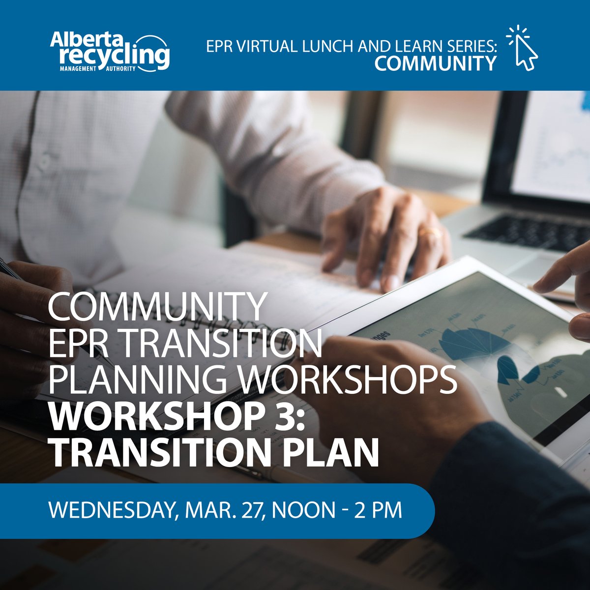 Don't forget to register for the Community EPR Transition Planning Workshop 3: Transition Plan, this Wednesday, March 27! Learn how to develop a transition plan for your community. Register now: bit.ly/3ulIqPm #EPRAlberta #Communities