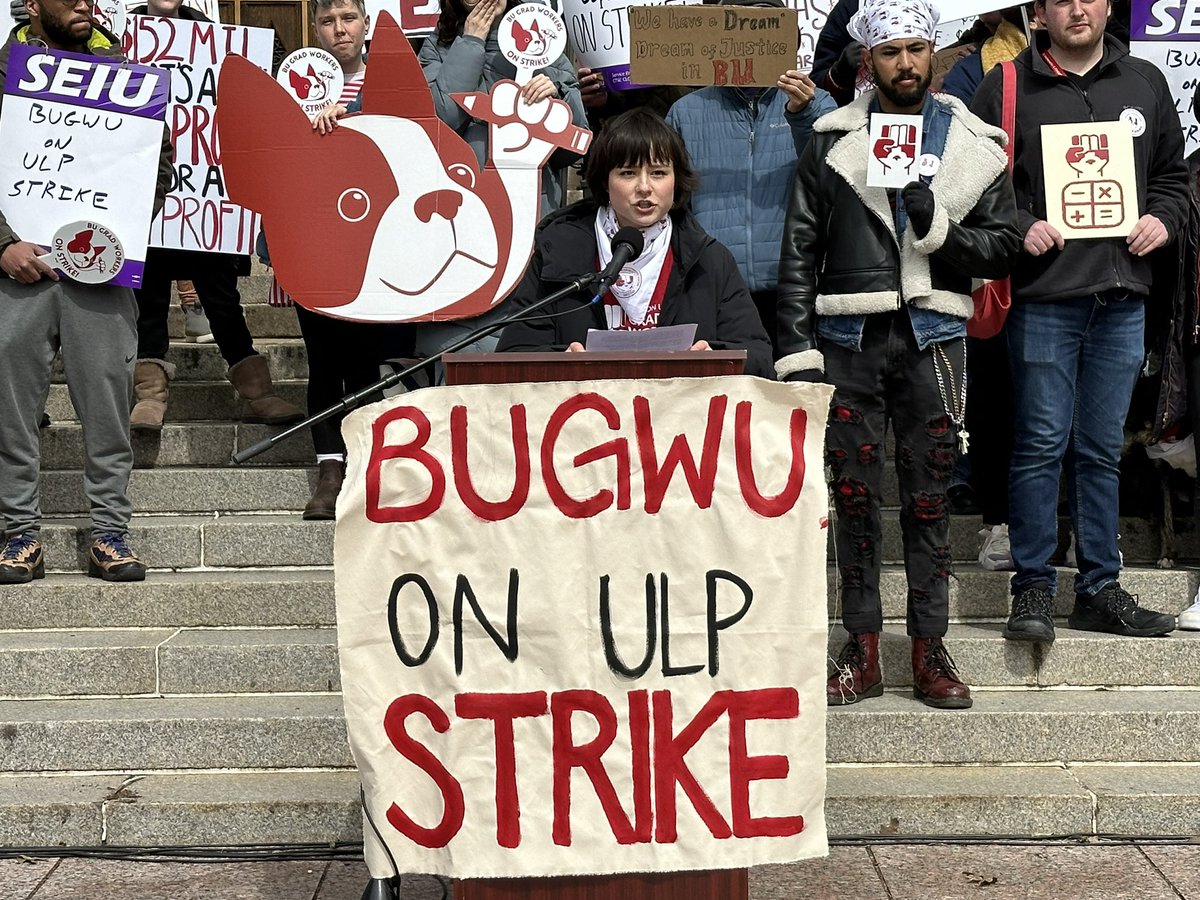 <a href="/dave4509/">Dave Foley</a> <a href="/gradworkersofBU/">BU Grad Workers</a> “We fight from necessity and they fight for greed! We are already winning and our labor is our power.” -Meiya, BUGWU bargaining team