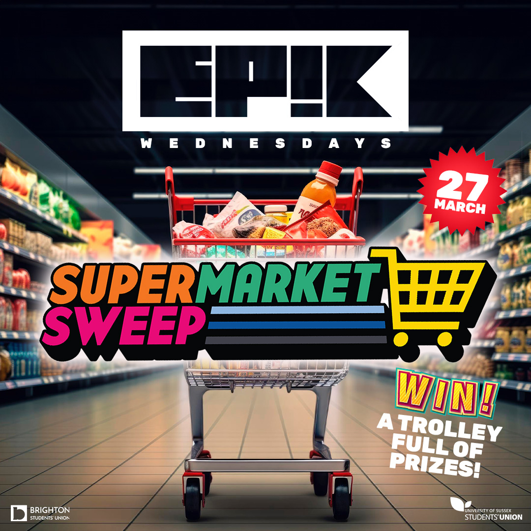 Get on stage and take part in our Gameshow style challenges to Win a trolley full of random stuff! Plus loads of other giveaways 🛒 **Student I.D. required** bit.ly/EPIK #AD #epikwednesdays