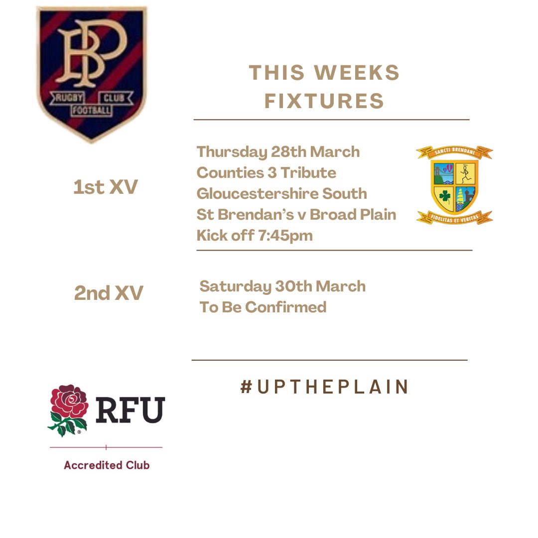 This week’s fixture with a Thursday evening fixture for the 1st team 🔵🔴🟡 #uptheplain