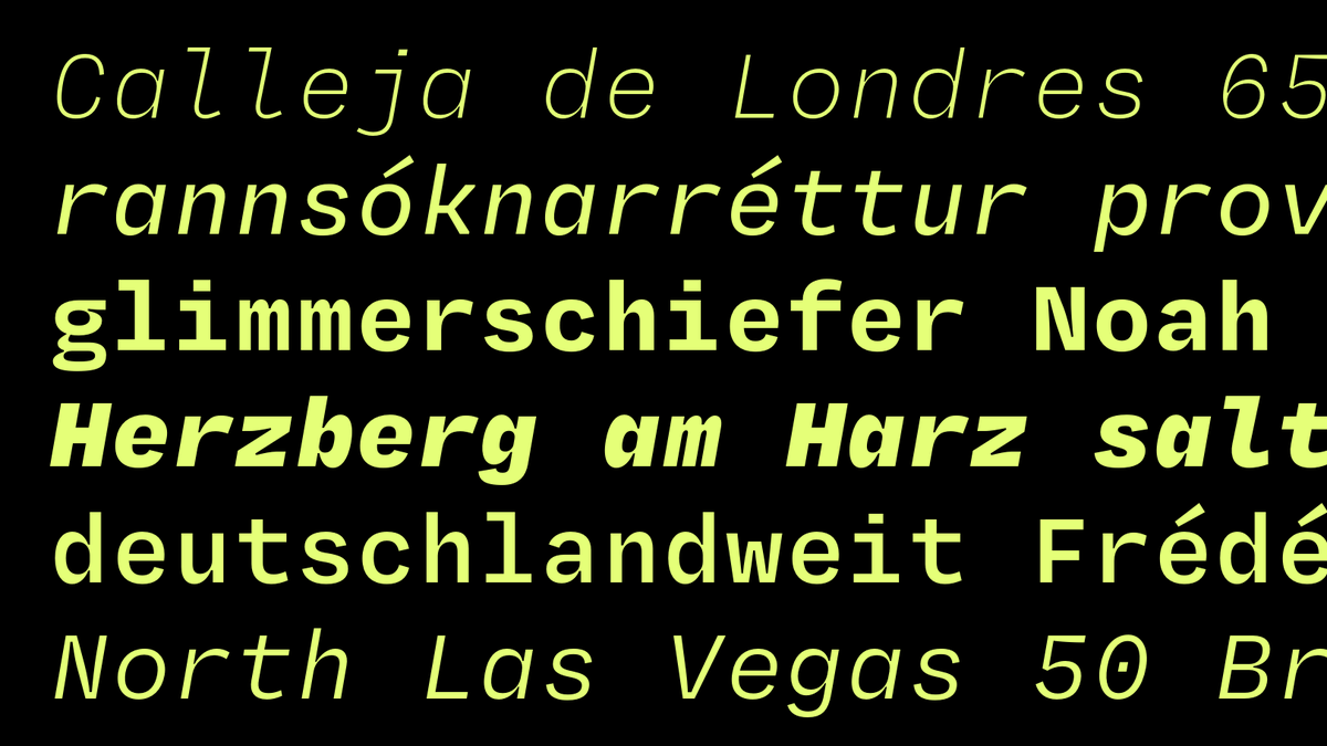 NEW: Degular Mono by @OHnoTypeCo is the mono counterpart to the multipurpose sans family of the same name. Coming from the Text style, it retains its usefulness, but brings some fresh and surprising forms that allow the design to fit the monospaced grid. fontstand.com/fonts/degular-…