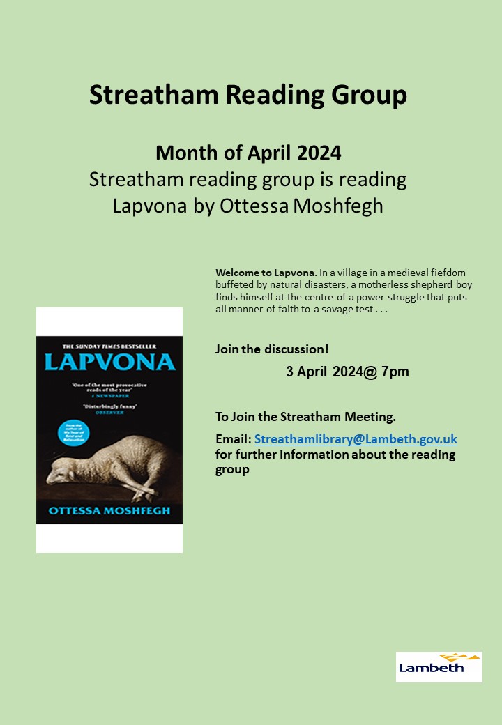 Streatham Library The Month of March 2024. Come and join the Streatham Reading Group on 03 April 2024 at Streatham Library at 7pm @instreatham @lamlibs @LamYouthCouncil @streathamlib