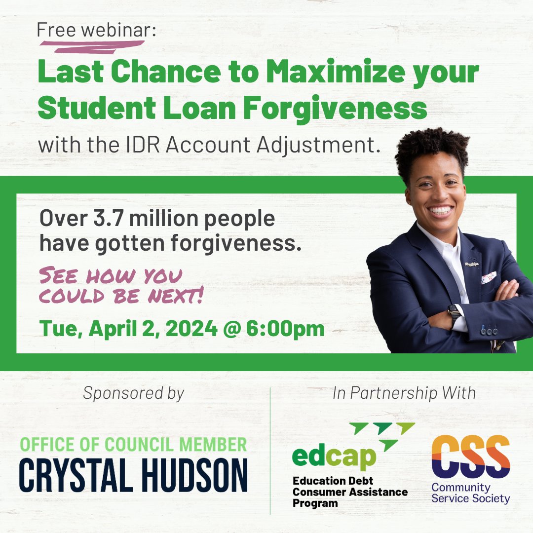 If you took out student loans pre-2011 or have multiple loans, then this webinar for you! We'll also cover the new SAVE Plan, repayment strategies, and other #studentloanforgiveness options. Get your questions answered in real time by experts! Register: cssny.us/edcap2