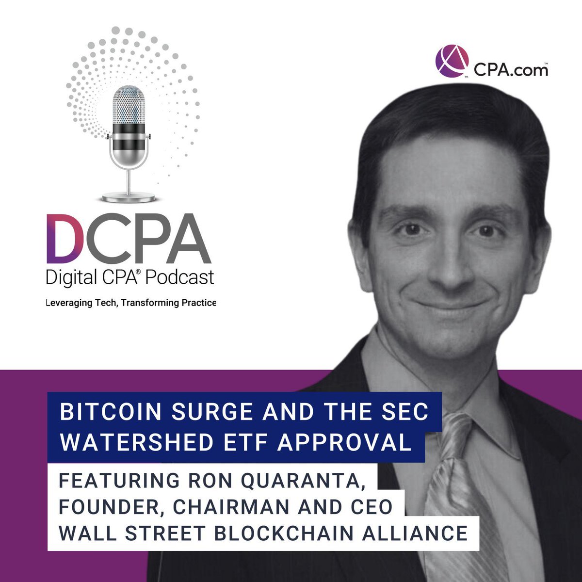 Tune into the latest #DigitalCPA Podcast with Kacee Johnson and Ron Quaranta for insights on the crypto landscape, Bitcoin’s comeback, the SEC’s approval of 11 ETFs and the pulse of digital finance within accounting firms. 
🎙️ Listen now. ow.ly/Uklb30sB5H7