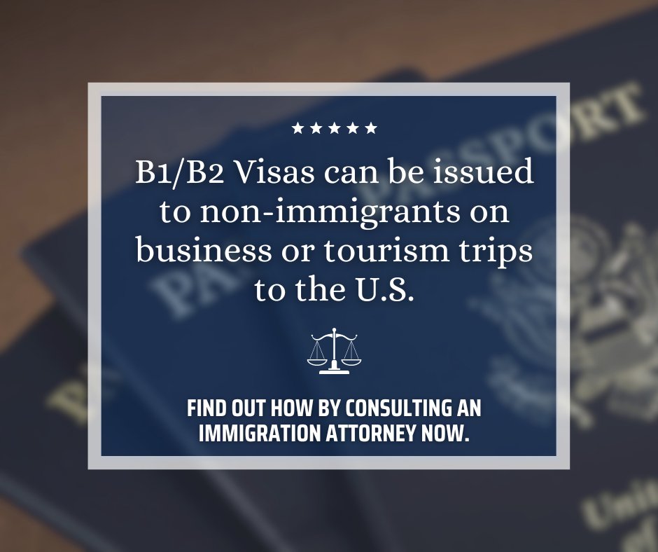 If you are entering the country for a short-term trip, you might be eligible for a B-1/B-2 visa. These visas comes with restrictions and criteria, so it's important to meet with an immigration attorney. Contact us today!
#WorkVisa #TourismVisa
bit.ly/3JsIBLQ