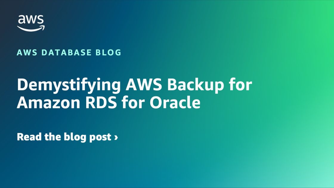vGazza's tweet image. Demystifying #AWSBackup for #AmazonRDS for #Oracle 👉 go.aws/43OcYGR @AWS_Storage #AWS #Cloud #CloudComputing #CloudMigration #CloudOps #Innovation