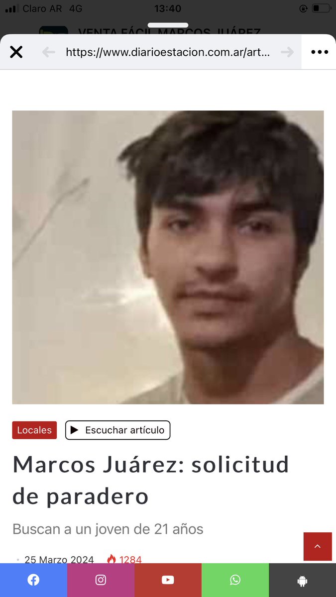 Buscamos paradero de AGUSTÍN COLLOSI quien se ausento de su domicilio el día viernes 22. al momento de su ausencia vestía un pantalón de joggings tipo babucha de color gris, una remera mangas cortas color gris lisa y zapatillas color negras. Llevando con él un bolso.