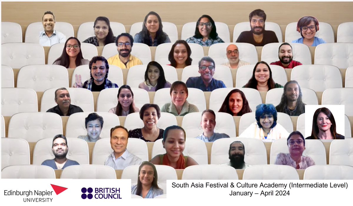 It’s been an absolute pleasure leading the South Asia Festival & Culture Academy @EdinburghNapier for the past 10 weeks 🇵🇰🇮🇳🇧🇩🇱🇰🇳🇵 Well done to all the participants for their presentations today. And a huge thanks to our partners at @BritishCouncil for supporting the programme 💜