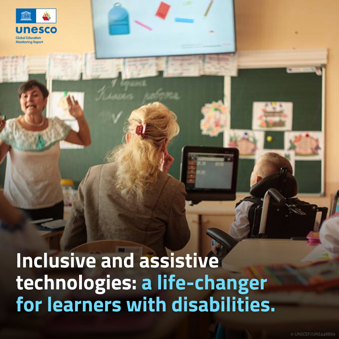 Our latest #WorldEducationBlog post explores how inclusive and assistive technologies are transforming education for learners with disabilities. We need to ensure equitable #EducationForAll learners! Learn more: bit.ly/3vqlU8m #AllmeansAll