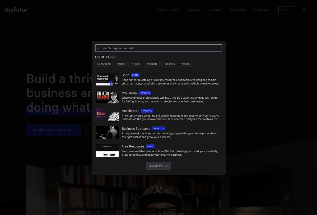We just stood up a brand new search on The Futur's site - really enjoying the increased functionality.