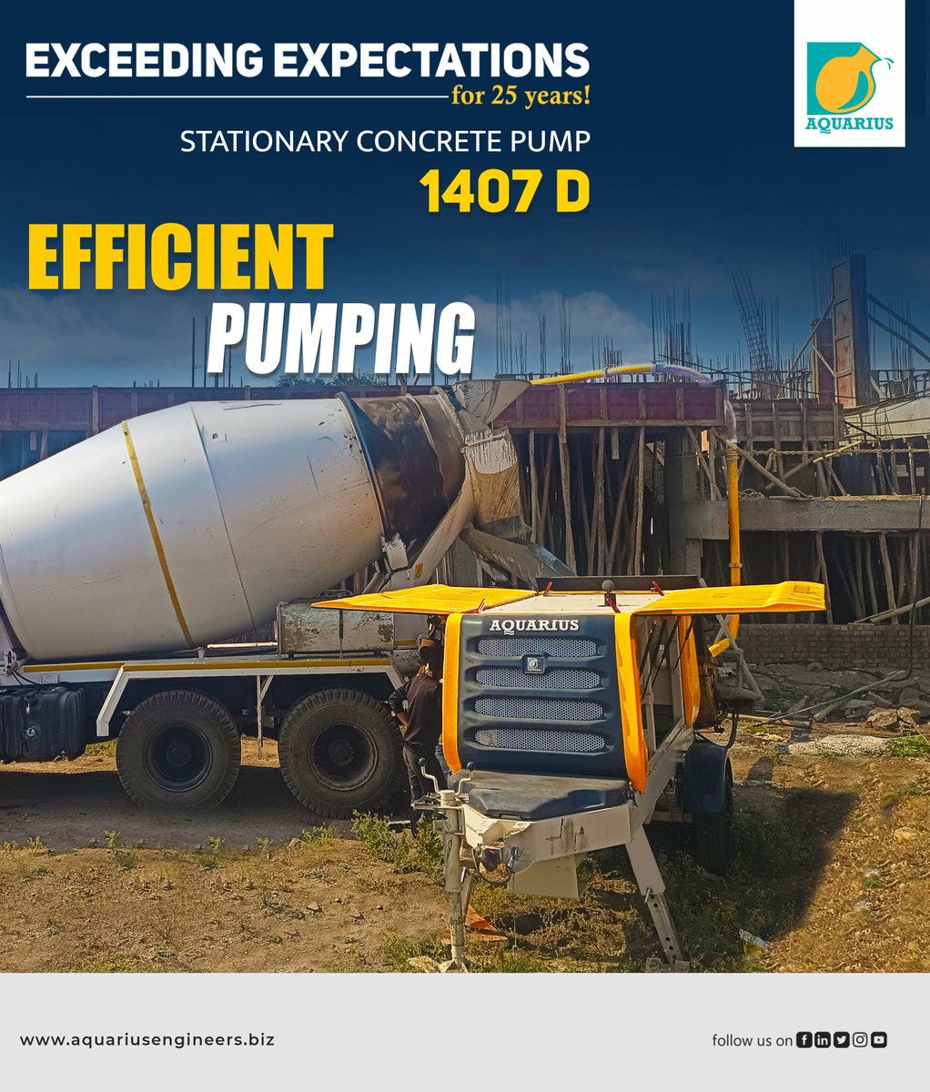 For more information about this model: bit.ly/3QoDX78

#efficientpumping #Aquarius1400Series #Aquarius1407D #Aquariuslinepumps #Stationaryconcretepumps #Concretesolution #ConcretePumps #BoomPumps #concretepump #sustainabledesign #ThinkConcreteThinkAquarius