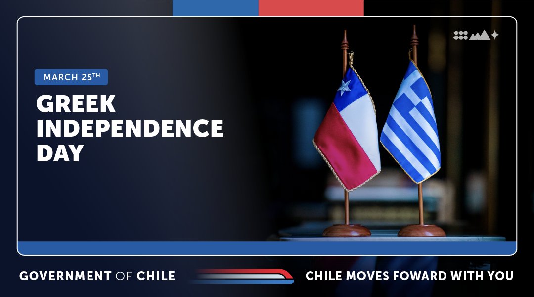We greet the people and Government of Greece on their national day, which commemorates the country's independence. We will continue to work to strengthen the bilateral ties and cooperation between Chile and the Hellenic Republic. 🇨🇱🤝🇬🇷