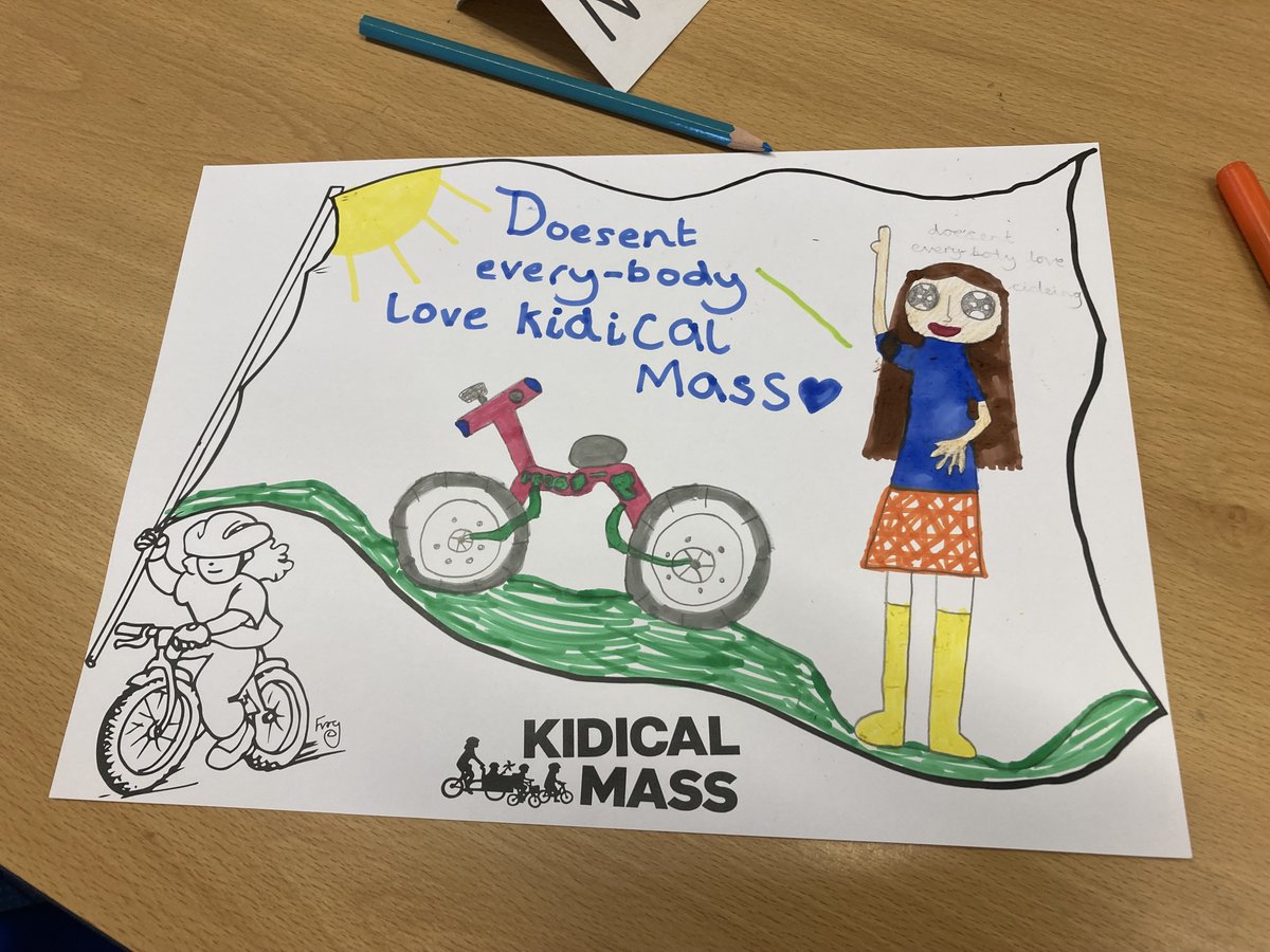 Daren68's tweet image. Last Thursday kids from #Goldstone Primary took part in a flag design workshop organised by @OSRBikeTrain and @Bricycles for #KidicalMass. Below you can see some of the 153 designs they came up with. Let&apos;s make Hove #SafeToCycle for them @TrevMu10 @BrightonBikeHub @BATBrighton