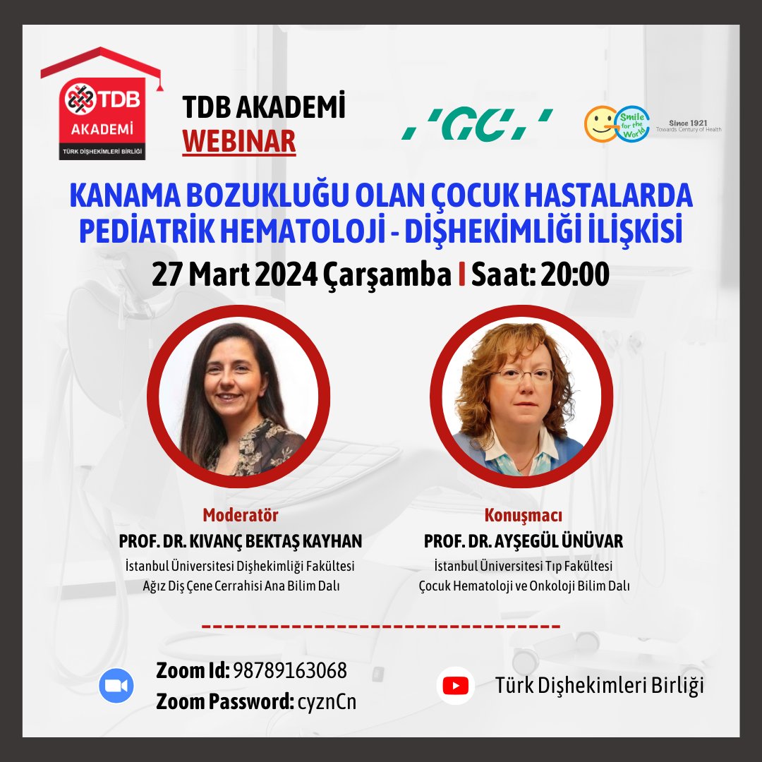 TDB AKADEMİ BİLİMSEL ETKİNLİKLERİ DEVAM EDİYOR! Webinar toplantısına katılmak için; Türk Dişhekimleri Birliği Youtube kanalını takip edebilir ya da Zoom platformu linki üzerinden katılabilirsiniz. 👇 tdb.org.tr/icerik_goster.…