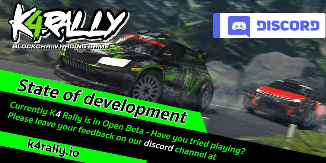 🏁Currently, @K4Rally is in 'Open Beta' Have you tried playing? 🤔 Please leave your feedback on our discord channel at discord.gg/82kpPPwu2P #K4Rally #BlockchainGaming