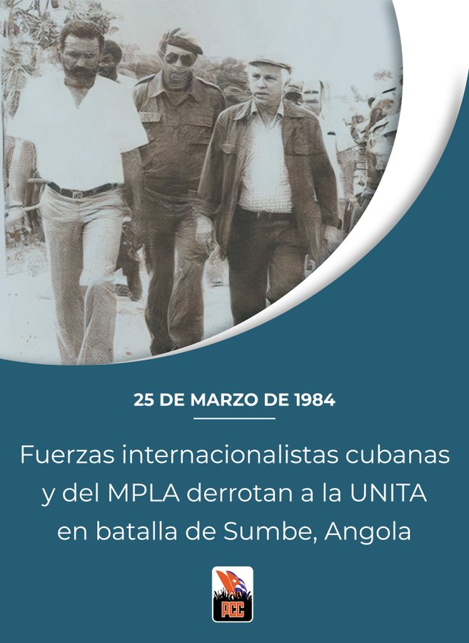 Hace hoy 40 años se libró la batalla de Sumbe, en Angola. #Fidel escribió: 'Al rechazar el ataque y poner en fuga a los agresores, ustedes cumplieron el sagrado deber de resistir y no rendir jamás nuestras armas ante el enemigo, por poderoso que éste pueda ser'. Así será siempre.