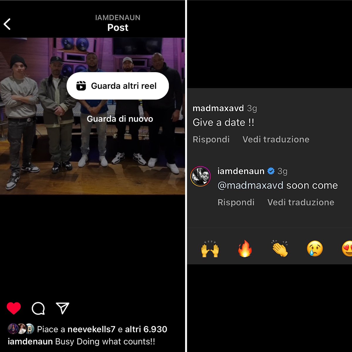 Judging by Denaun's response, it shouldn't be long before an announcement about a possible date, if not directly the surprise drop of Eminem's next album.

#music #song #hiphop #love #rap #favoritesong #bestsong #bumpin #repeat #listentothis #goodmusic