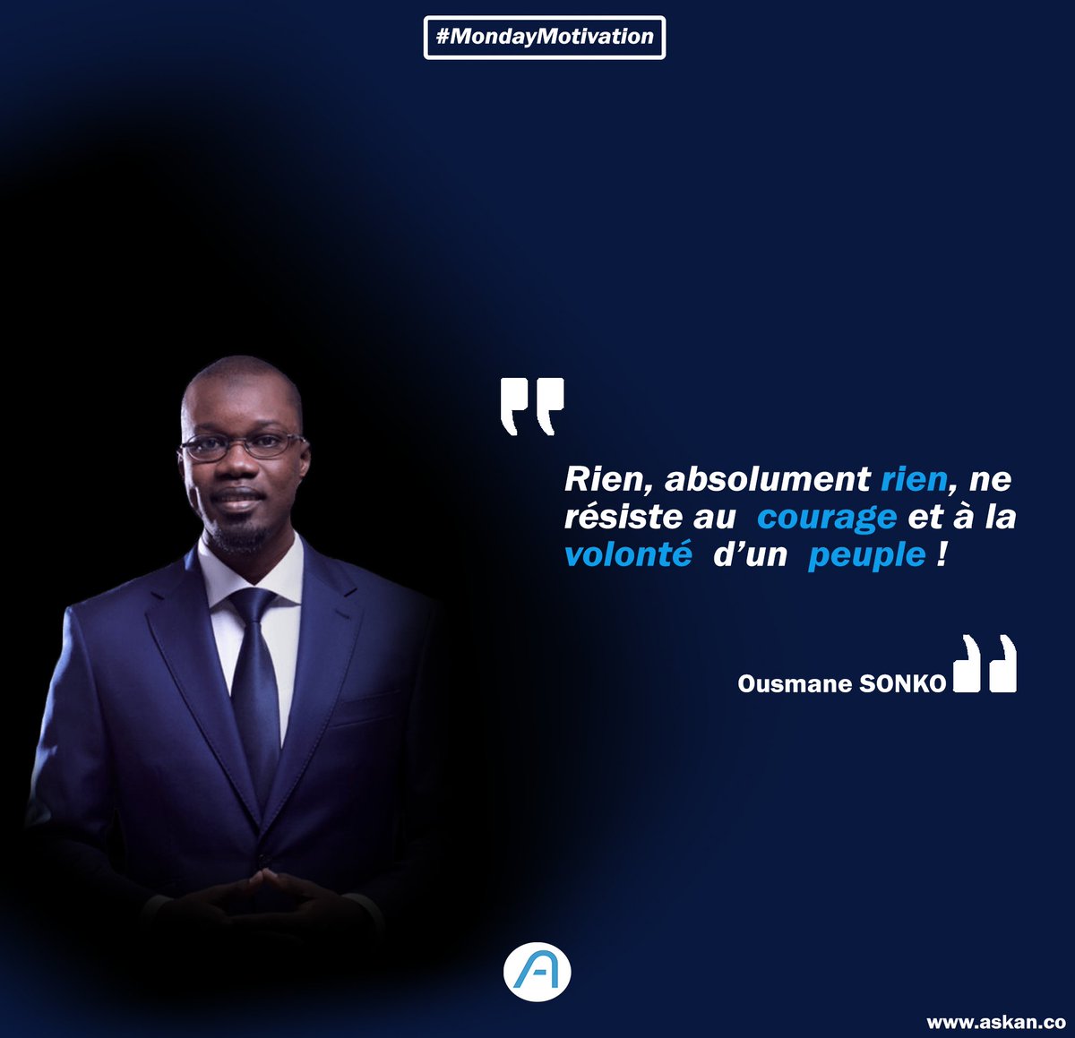 C'est quasiment officiel ! Le Sénégal 🇸🇳 sur le point d'entrer dans une nouvelle ère avec l'arrivée au pouvoir de Diomaye Faye, plus jeune président de l'histoire du pays. ⌛️ . Nous vous partageons aujourd'hui une citation d'Ousmane Sonko, principal leader de l'opposition.