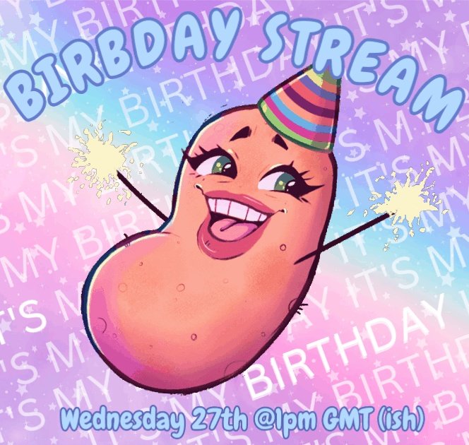 ITS MY BIRTHDAY TODAY🥳 Very excited to celebrate with pals today then Wednesday I'll be back with a birthday stream🎂 nothing planned other than probably crying idk YIPPEE