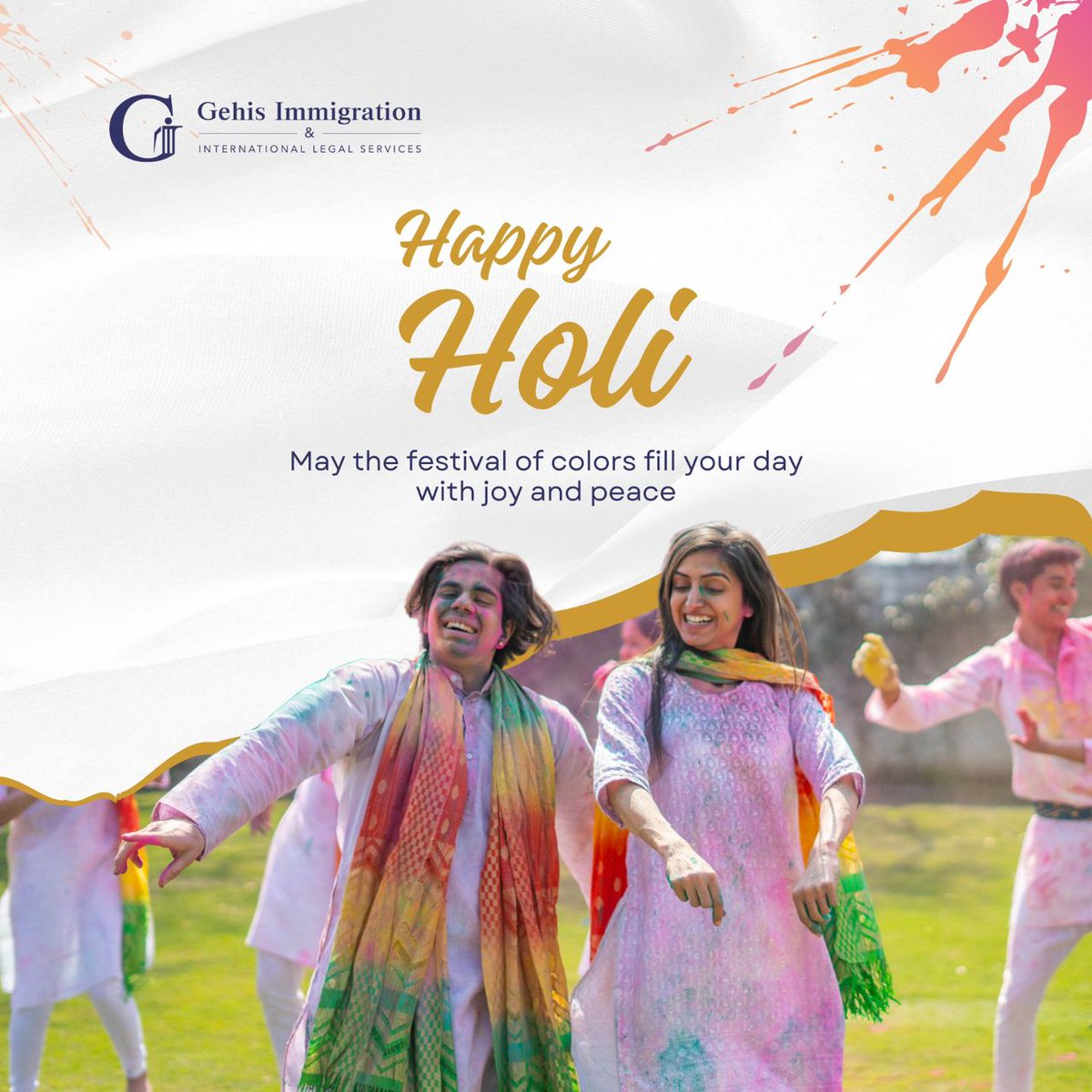 May the festival of colors fill your days with joy and peace.

Happy Holi From Gehis Immigration and International Legal Services. 

#happyholi #visaimmigration #usvisa #celebrations #travelwithgehi