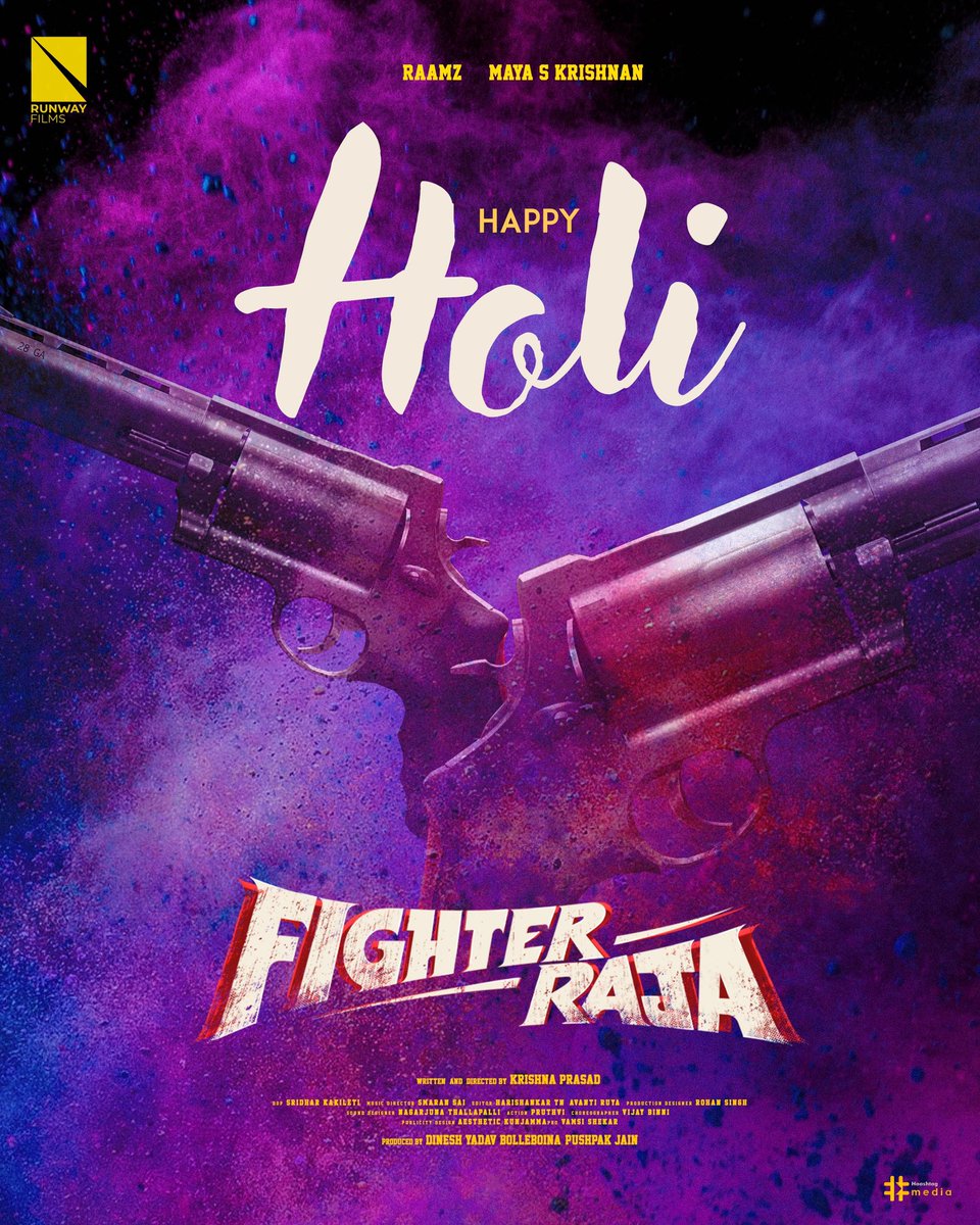 Team #FighterRaja wishes you all a very happy and joyous Holi 🎨 May this festive day bring you all the colours in life with health and happiness 💫 #HappyHoli @raamzofficial @maya_skrishnan @TanikellaBharni #KrishnaPrasad @runwayyfilms