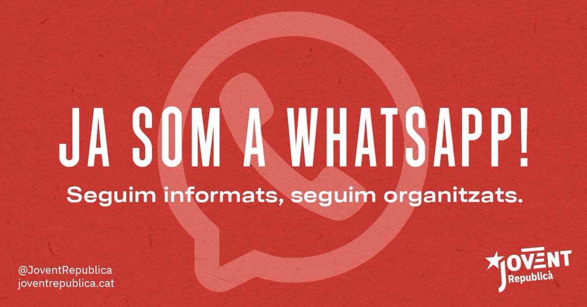 [NOU CANAL DE DIFUSIÓ 📲] A partir d’ara, segueix la nostra activitat política a WhatsApp 👉 whatsapp.com/channel/0029Va… 

Seguim informats, seguim organitzats! ✊