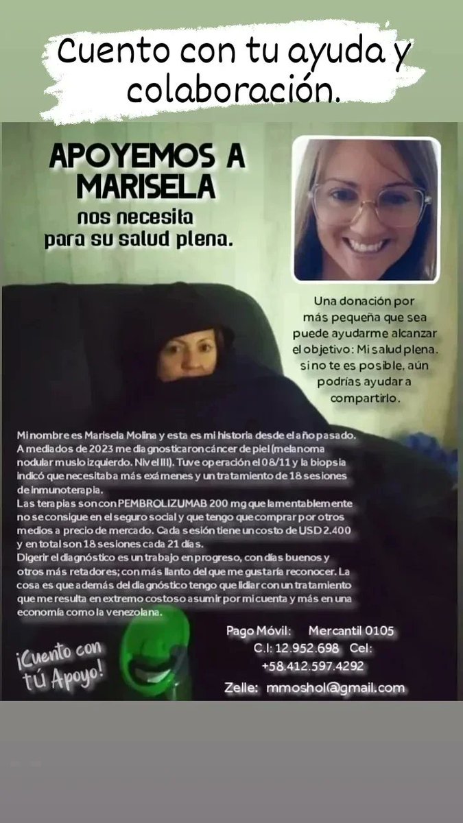 marmolou's tweet photo. Hoy necesito de tú ayuda . Si puedes donar económicamente o el medicamento pembrolizumab/keytruda 200mg. Estaré infinitamente agradecida. #luchacontraelcancer #donaciones #ayudaeconomica https://t.co/zfX2CW87cT