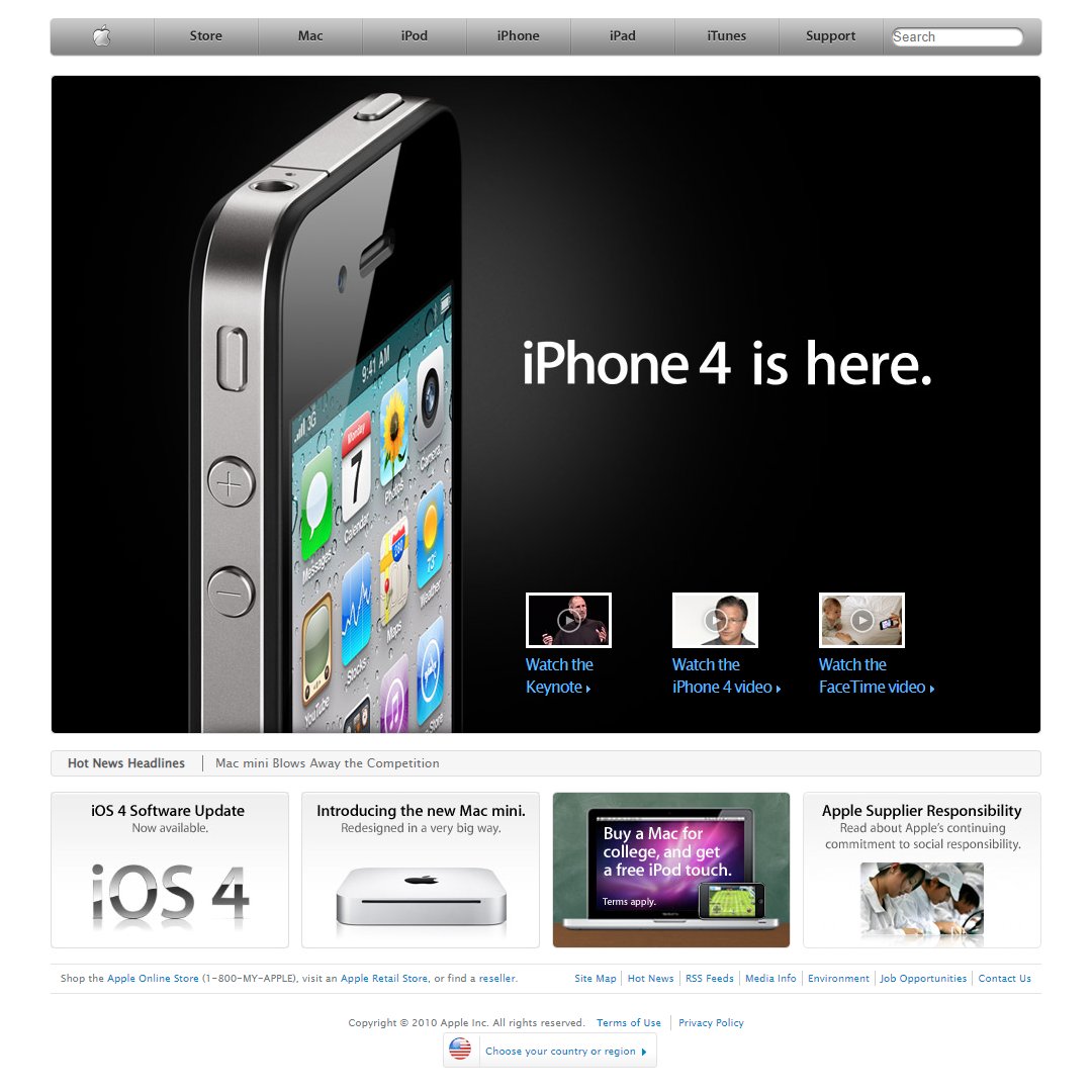 iPhone 4 is here – Apple website in June 2010