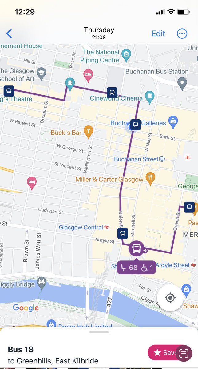 Clareonstage's tweet photo. @FirstinGlasgow You will see I took the screen shot 9.08 and as I say it didn’t go by any of us at the bus stop at the top, I thought it might be a mistake on the app but I tracked toe bud in real time all the At to EK so it was active https://t.co/7TmcR579Dj